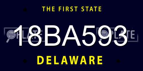 18BA593 Delaware License Plate