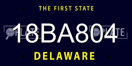 18BA804 Delaware License Plate