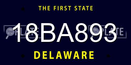 18BA893 Delaware License Plate