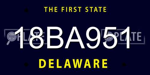 18BA951 Delaware License Plate