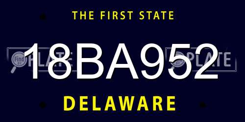18BA952 Delaware License Plate