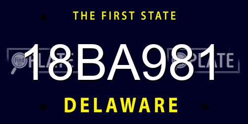 18BA981 Delaware License Plate