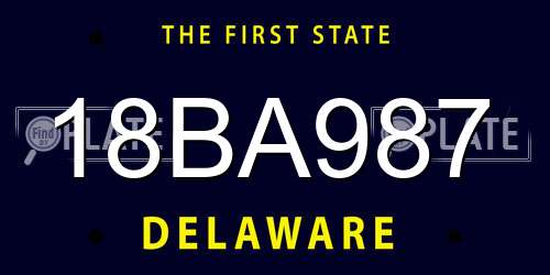 18BA987 Delaware License Plate