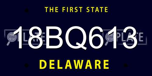18BQ613 Delaware License Plate