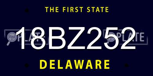 18BZ252 Delaware License Plate