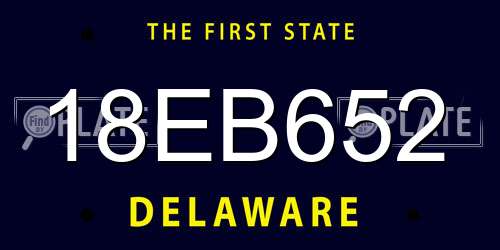 18EB652 Delaware License Plate