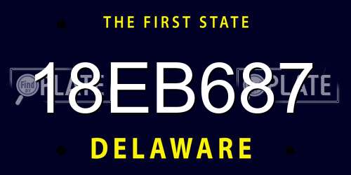 18EB687 Delaware License Plate