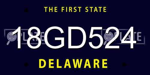 18GD524 Delaware License Plate