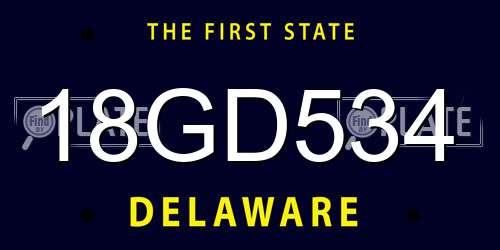 18GD534 Delaware License Plate