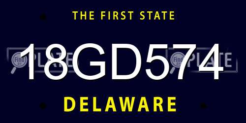 18GD574 Delaware License Plate