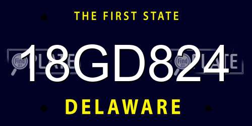 18GD824 Delaware License Plate