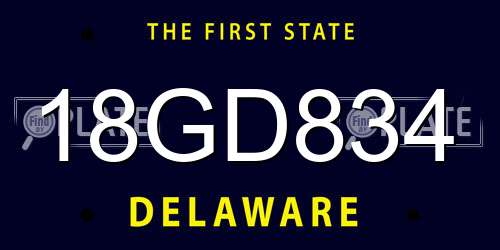18GD834 Delaware License Plate