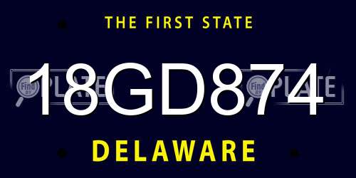 18GD874 Delaware License Plate