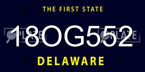 18OG552 Delaware License Plate