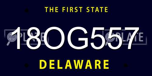 18OG557 Delaware License Plate