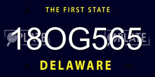 18OG565 Delaware License Plate