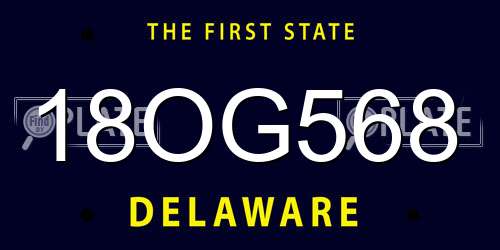 18OG568 Delaware License Plate