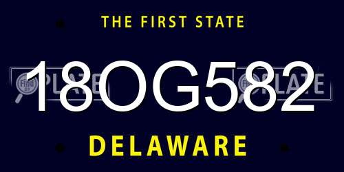 18OG582 Delaware License Plate
