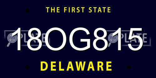 18OG815 Delaware License Plate