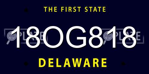 18OG818 Delaware License Plate