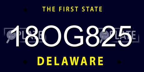 18OG825 Delaware License Plate