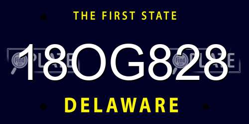 18OG828 Delaware License Plate