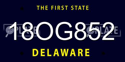 18OG852 Delaware License Plate