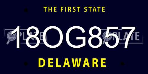 18OG857 Delaware License Plate