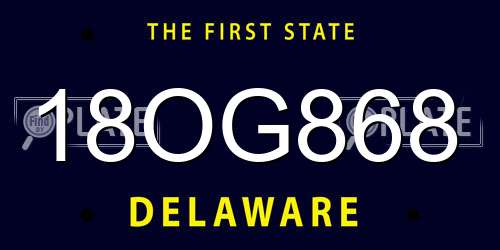 18OG868 Delaware License Plate