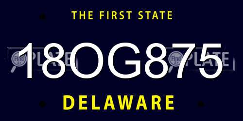 18OG875 Delaware License Plate