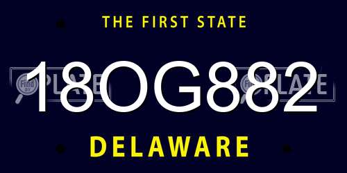 18OG882 Delaware License Plate