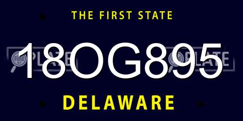 18OG895 Delaware License Plate