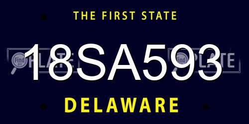 18SA593 Delaware License Plate