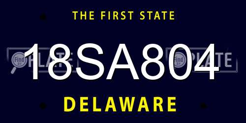 18SA804 Delaware License Plate
