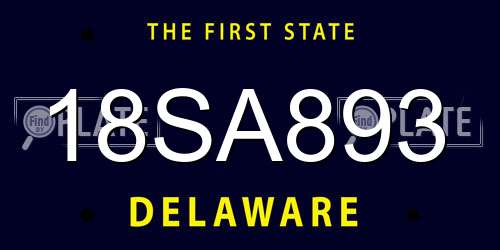 18SA893 Delaware License Plate