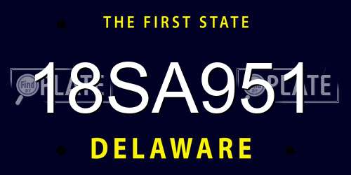 18SA951 Delaware License Plate