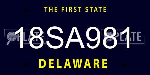 18SA981 Delaware License Plate