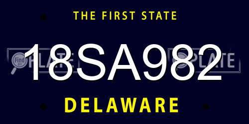 18SA982 Delaware License Plate