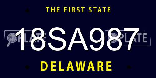 18SA987 Delaware License Plate
