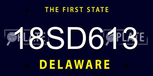 18SD613 Delaware License Plate