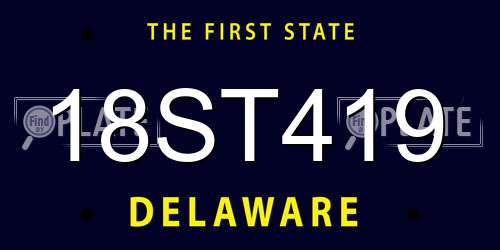 18ST419 Delaware License Plate