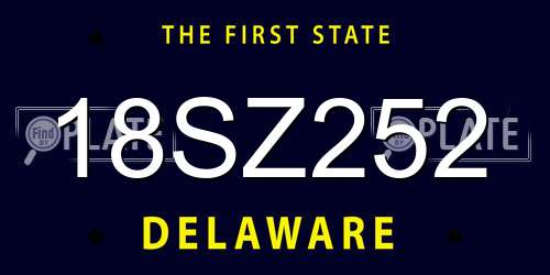 18SZ252 Delaware License Plate