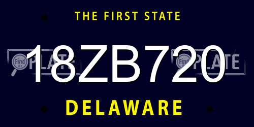 18ZB720 Delaware License Plate