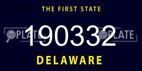 190332 Delaware License Plate