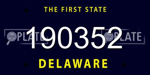 190352 Delaware License Plate