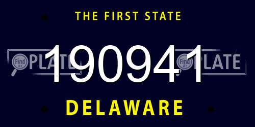 190941 Delaware License Plate