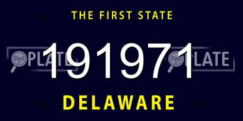 191971 Delaware License Plate