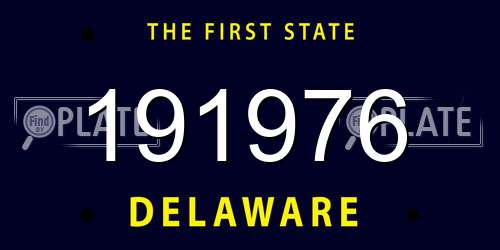191976 Delaware License Plate