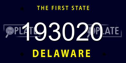 193020 Delaware License Plate