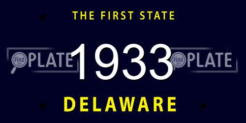 1933 Delaware License Plate